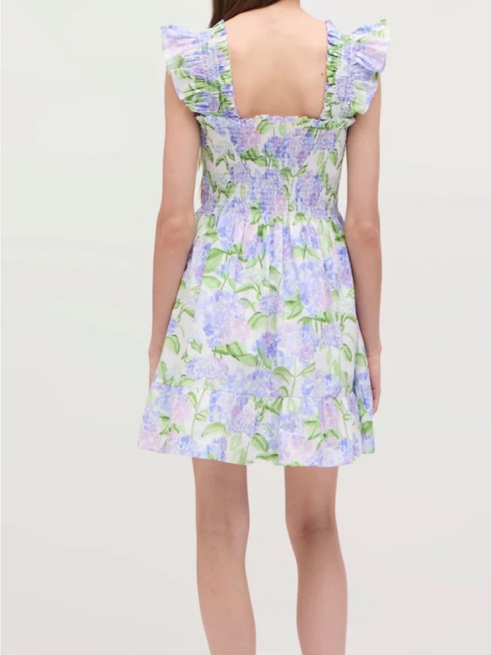 Hill House Lavender and Green Hydrangea Smocked Sundress S
